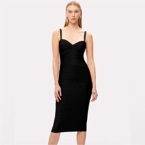 Herve Leger Elegant Black Midi Dress